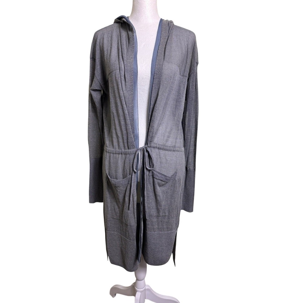NWT Simply Vera Vera Wang Gray Hooded Long Cardigan Sweater Small Knit Aesthetic